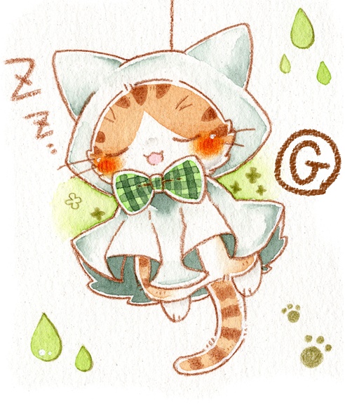 複製ミニ原画「てるてるねこさん」