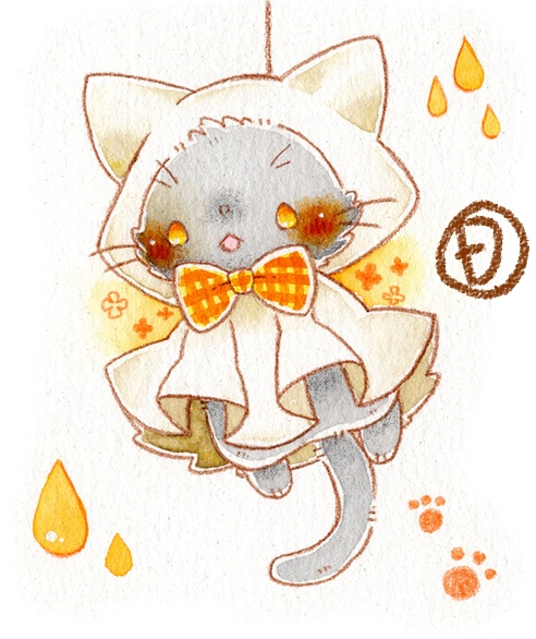 複製ミニ原画「てるてるねこさん」