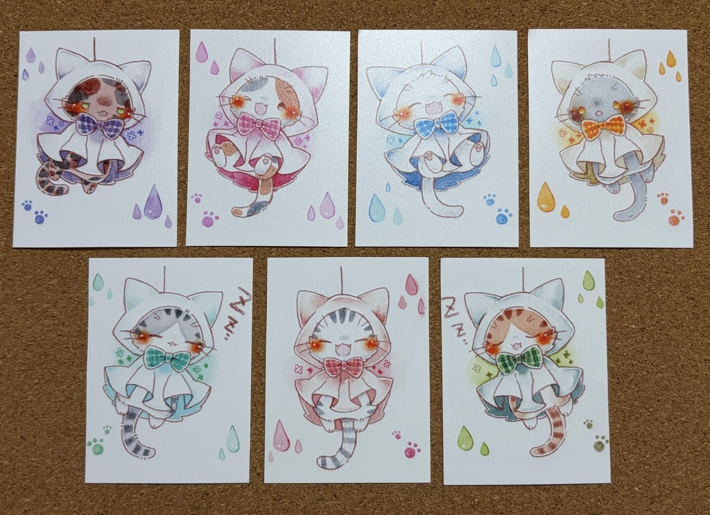 複製ミニ原画「てるてるねこさん」