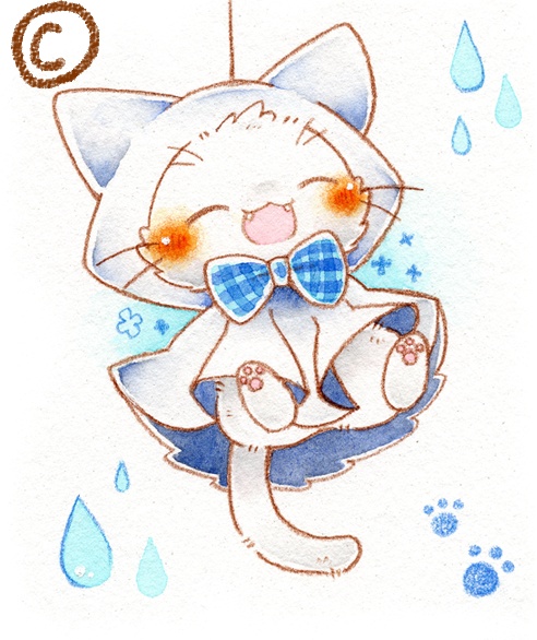 複製ミニ原画「てるてるねこさん」