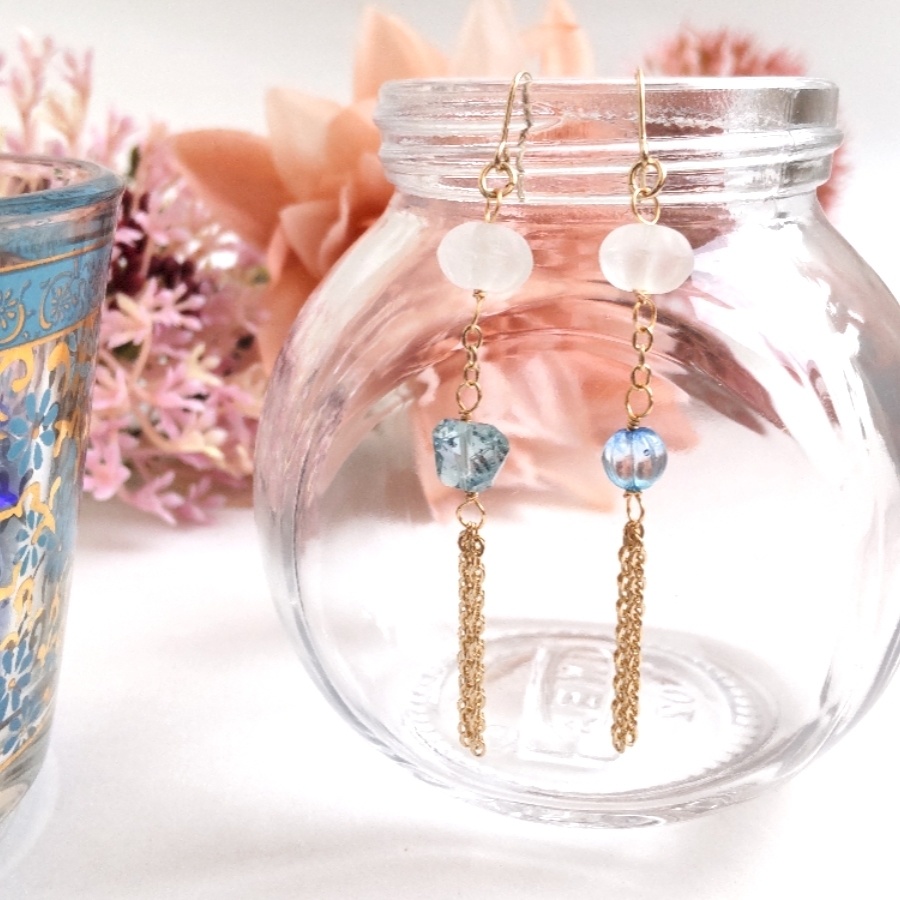 元石油王のアクアマリンピアス/イヤリング