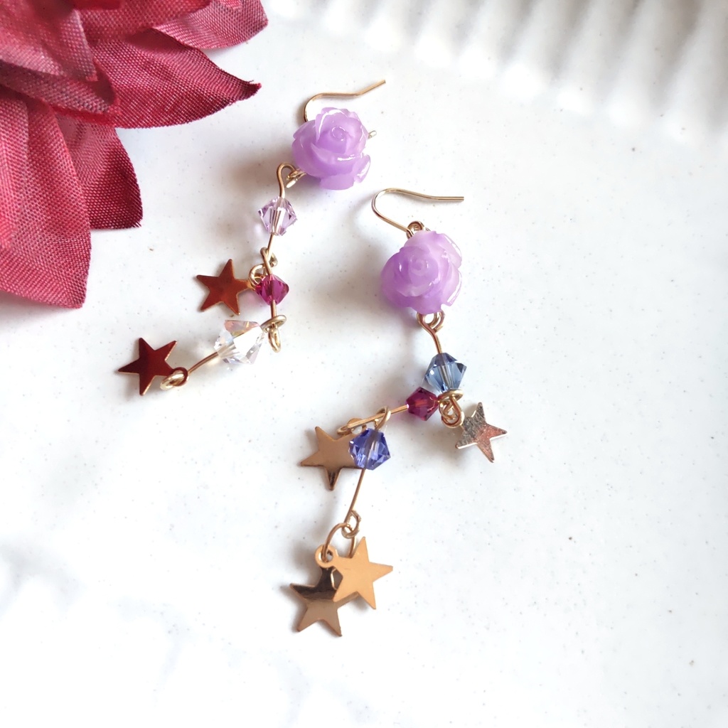 As_me薔薇と星のピアス/イヤリング　非公式歌衣アズミイメージアクセサリー