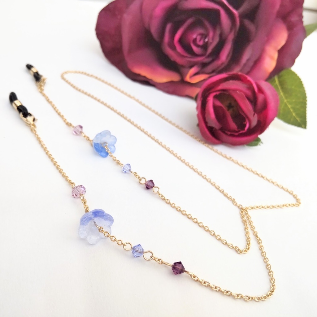 Crossする眼鏡&マスクチェーンBlue 非公式白雪巴イメージアクセサリー