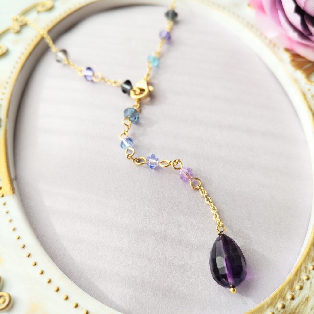 夜王国女王の誕生石ラリエットネックレス（アメジスト） 非公式白雪巴イメージアクセサリー