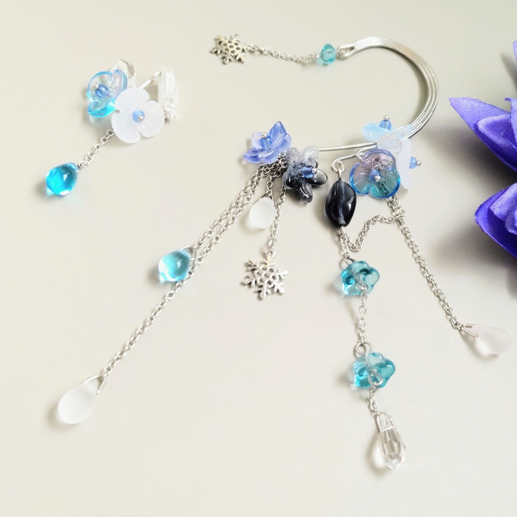 雪の花のイヤーフック&イヤリング　非公式雪城眞尋イメージアクセサリー