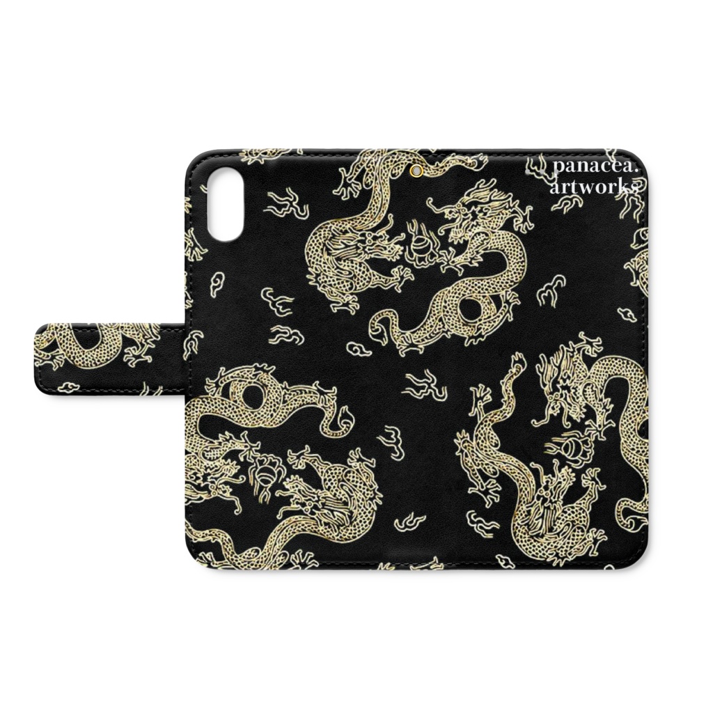 手帳型iPhoneケース - iPhone XS / X - ストラップ穴 あり【龍】