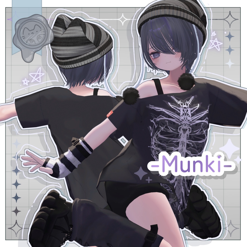 包帯病みかわショート【3Dヘアモデル】