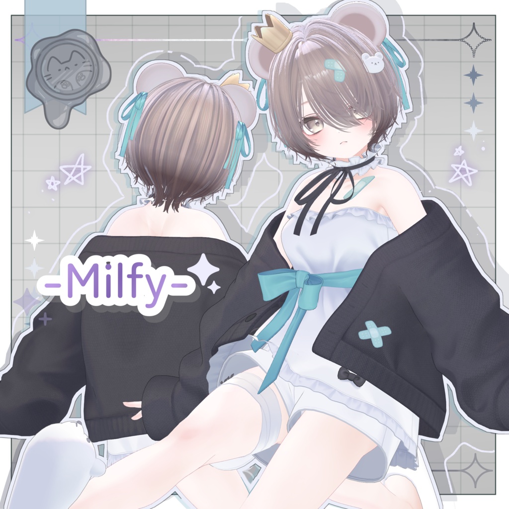 包帯病みかわショート【3Dヘアモデル】