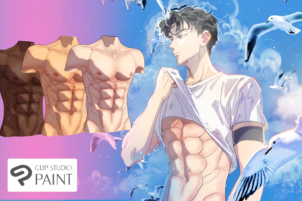 csp用の3Dセクシーな男性トルソーモデル