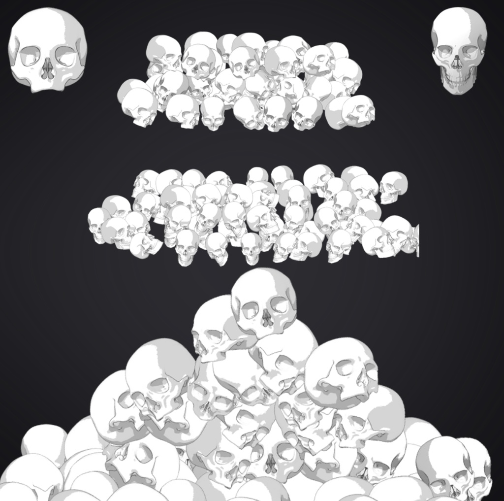 スカルブラシ4種セット（線画・2影・デフォルメ）