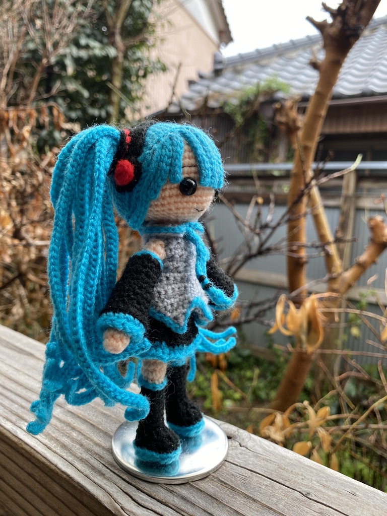 初音ミクちゃん(デフォ青)編みぐるみ