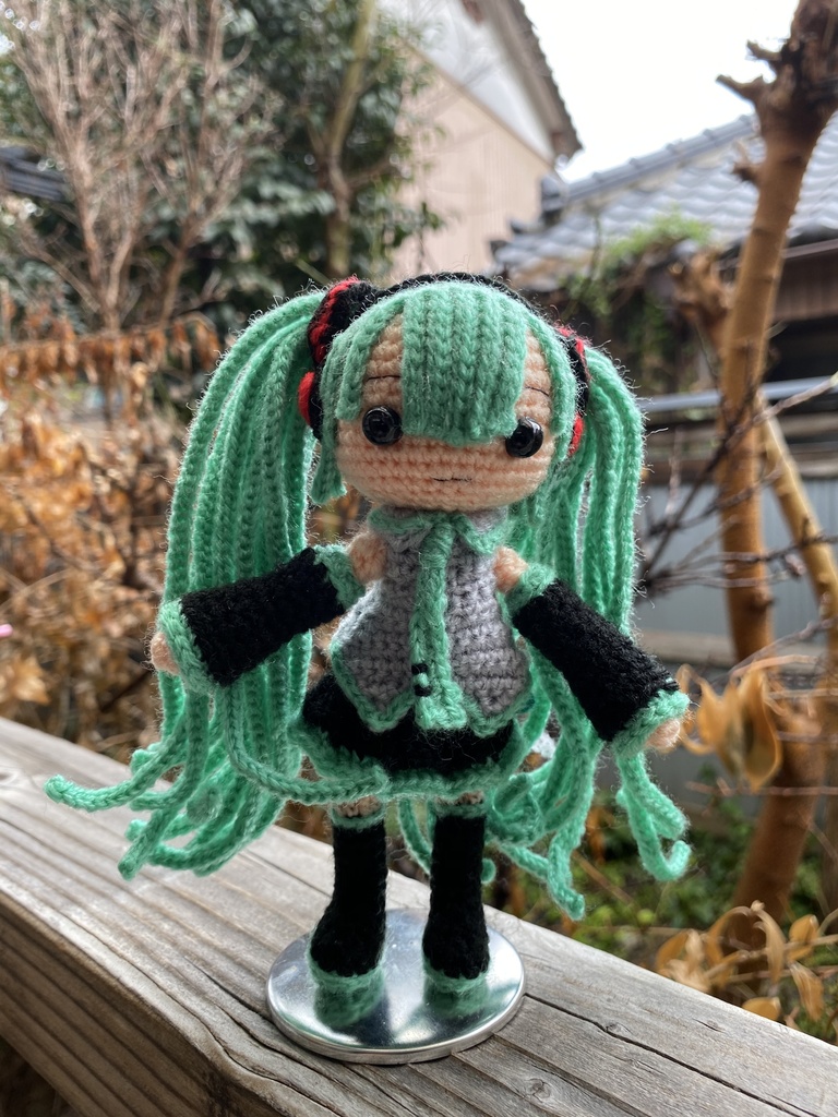 初音ミクちゃん デフォ緑 編みぐるみ 愛理スタイル Booth