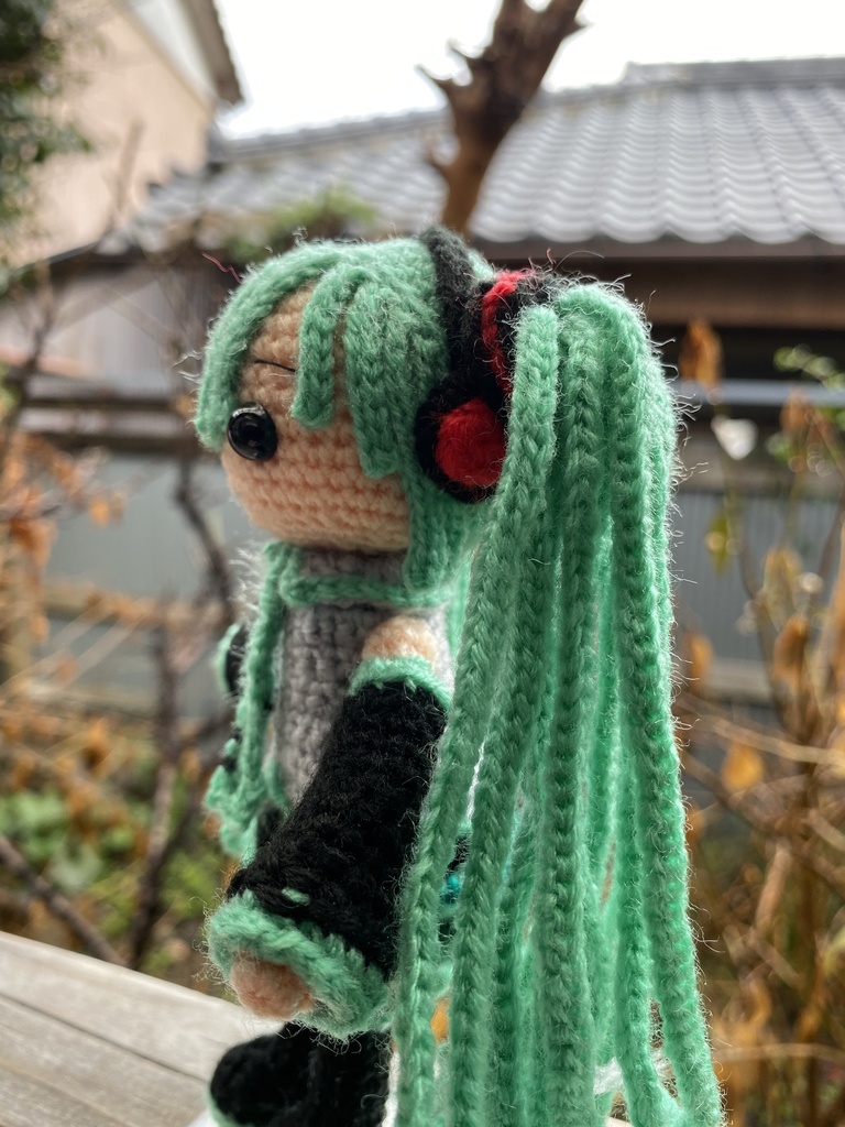 初音ミクちゃん(デフォ緑)編みぐるみ