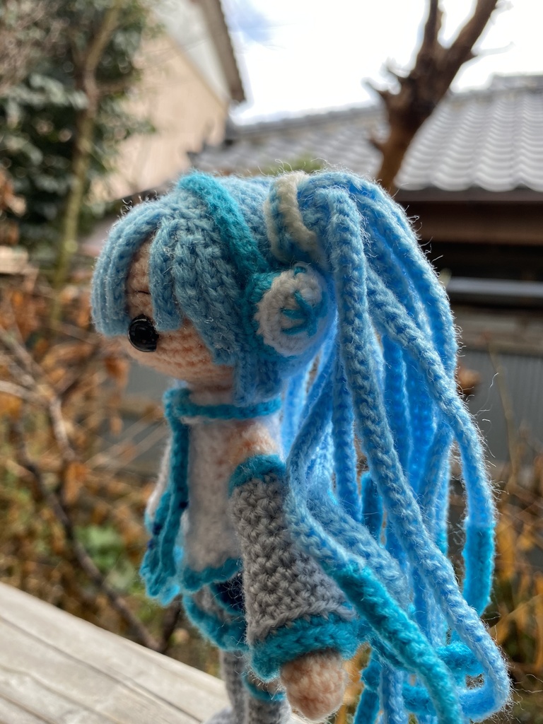 雪ミクちゃん(初代ちゃん)編みぐるみ