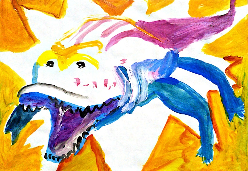 《気が弱いワニ》ドローイング原画作品