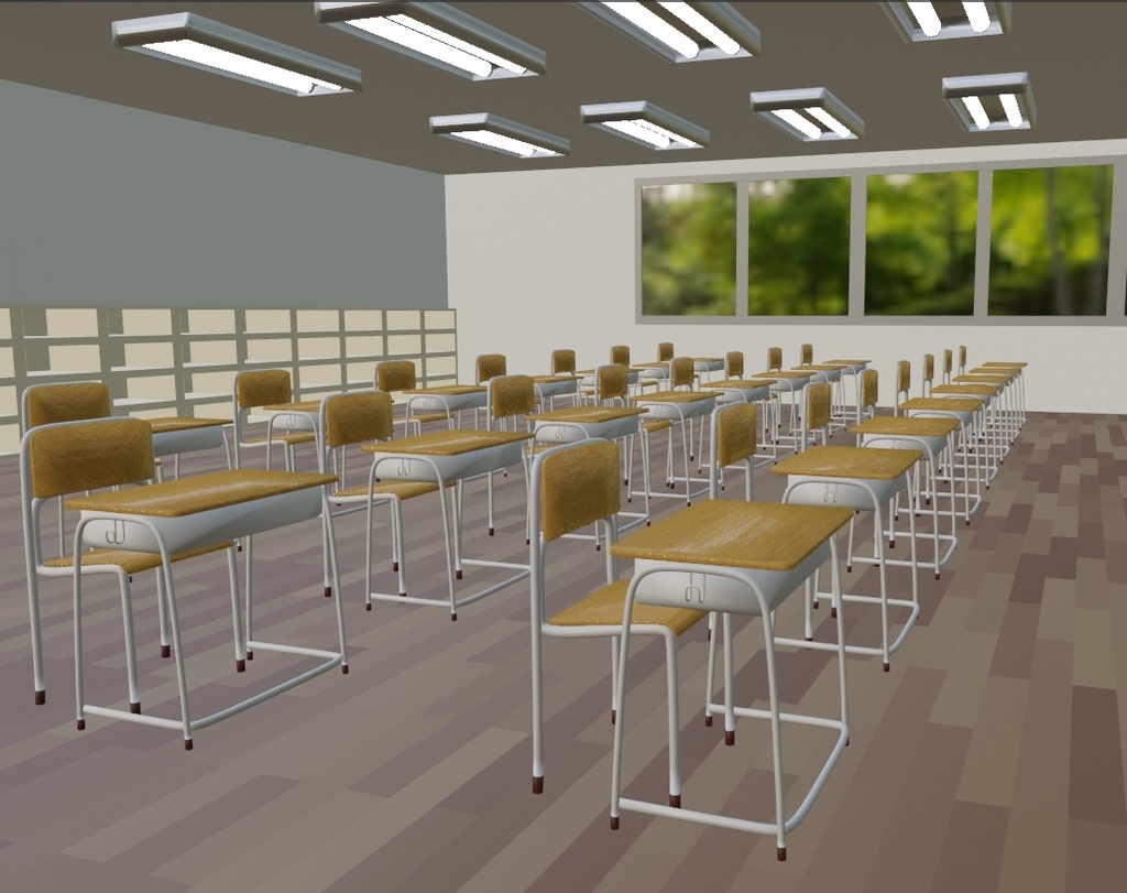 【Blender】学校　教室