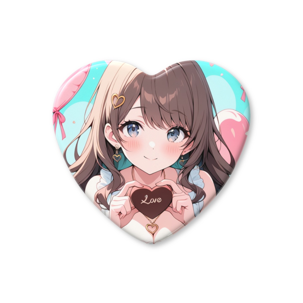 White day🍫💙キュート🩷LOVE❤️yuko✨オリジナルハート缶バッジ