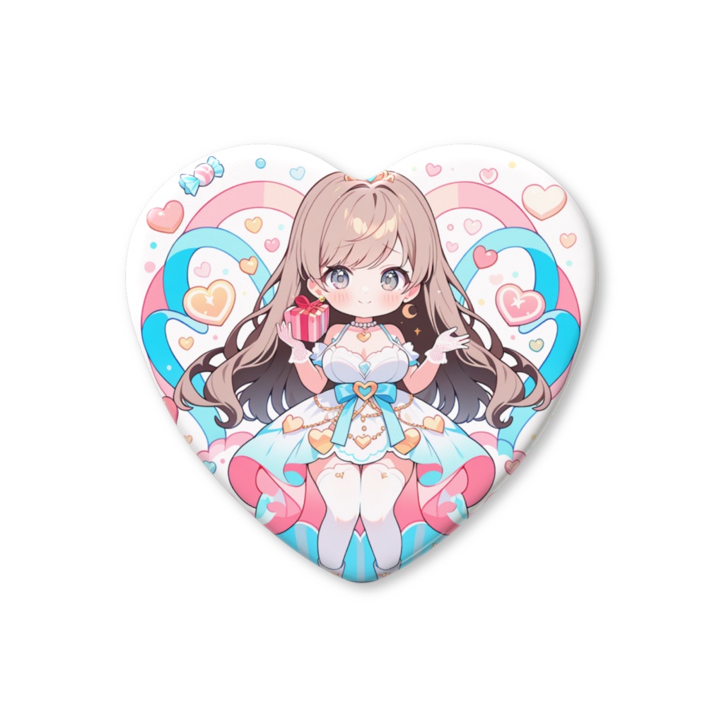 White day🍫💙キュート🩷ミニyuko✨オリジナルハート缶バッジ