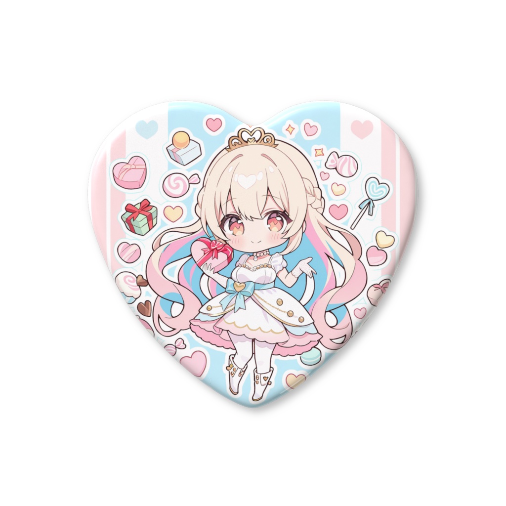 White day🍫💙キュート🩷ミニyuko✨オリジナルハート缶バッジ(ハート缶バッジ限定デザイン)