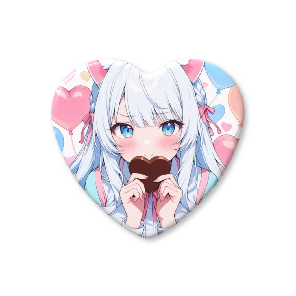 【ユウコ✨サブキャラ登場記念グッズ】ホワイトデー🍫💙キュート🩷Ray✨オリジナルハート缶バッチ(ホワイトデー限定)