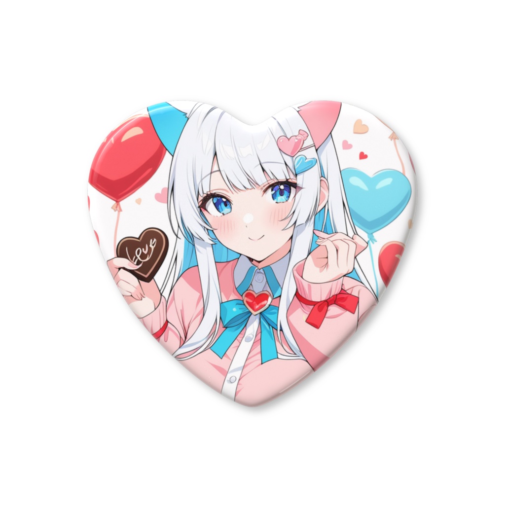 【ユウコ✨サブキャラ登場記念グッズ】ホワイトデー🍫💙キュート🩷Ray✨オリジナルハート缶バッチ[キュート🩷スマイルver](ホワイトデー限定)