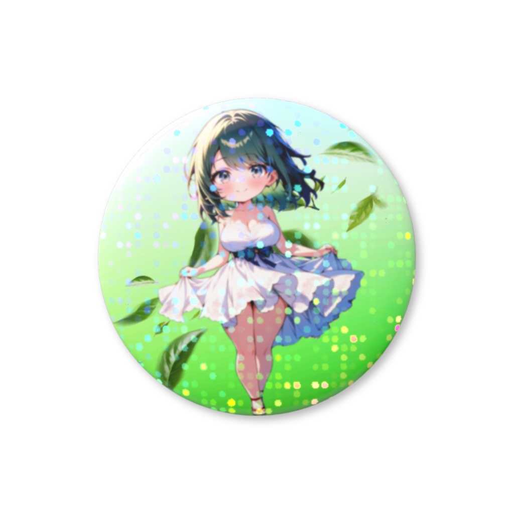 【緑茶週間イベ記念(2026年版)】限定 星緑ちゃん💚オリジナルホログラム缶バッチ🍵✨
