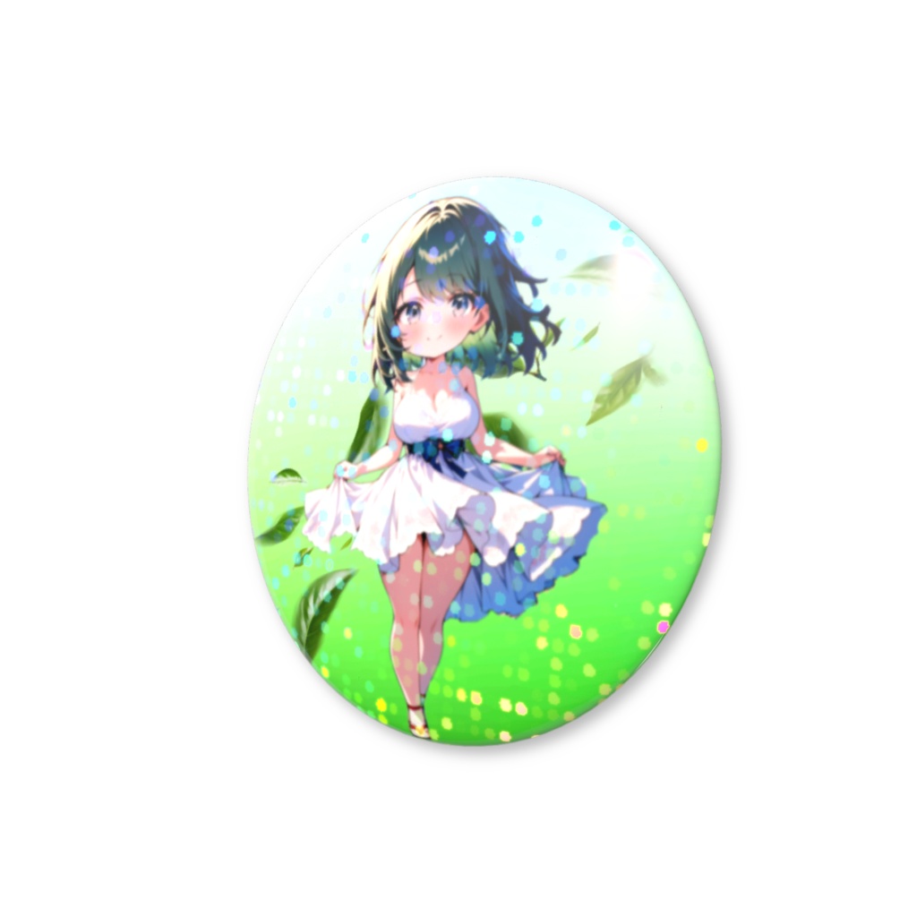【緑茶週間イベ記念(2026年版)】限定 星緑ちゃん💚オリジナルホログラム缶バッチ🍵✨