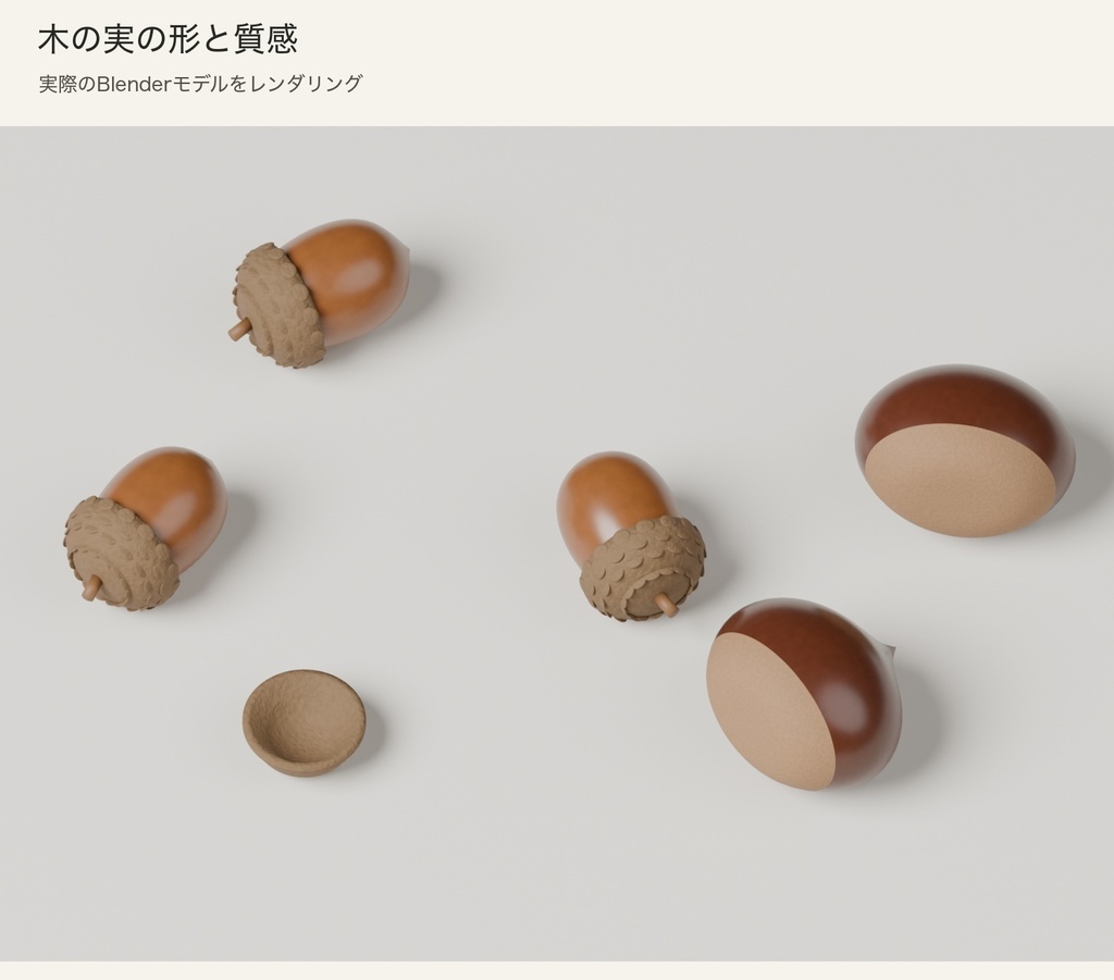 【Blender】秋の葉と木の実セット