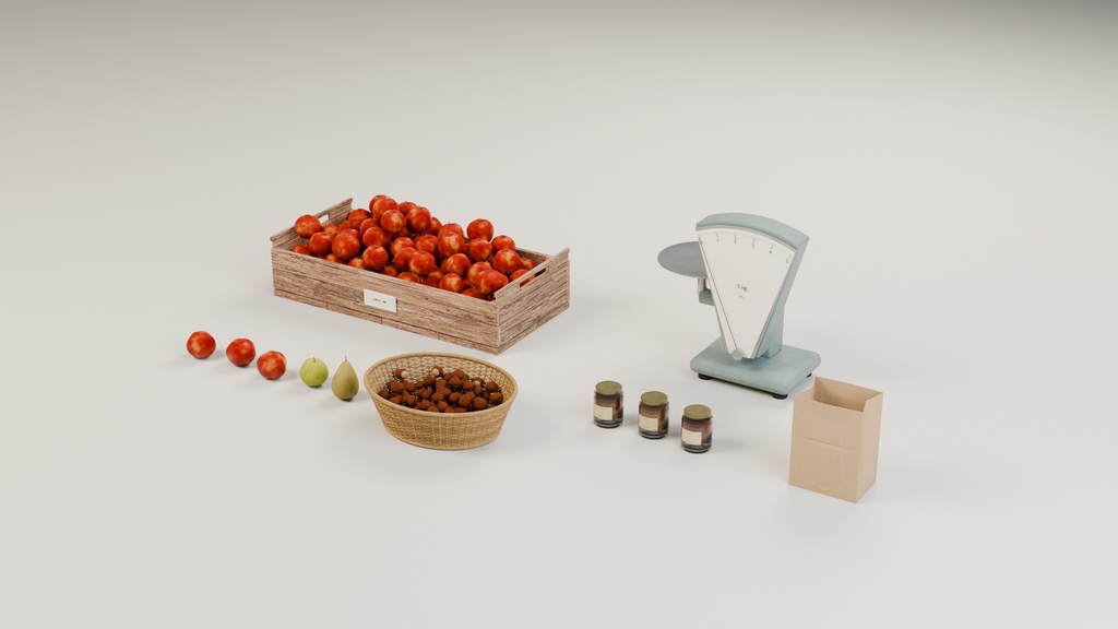 【Blender】実りの秋の果樹園直売所セット|売り場・果樹園・収穫小物