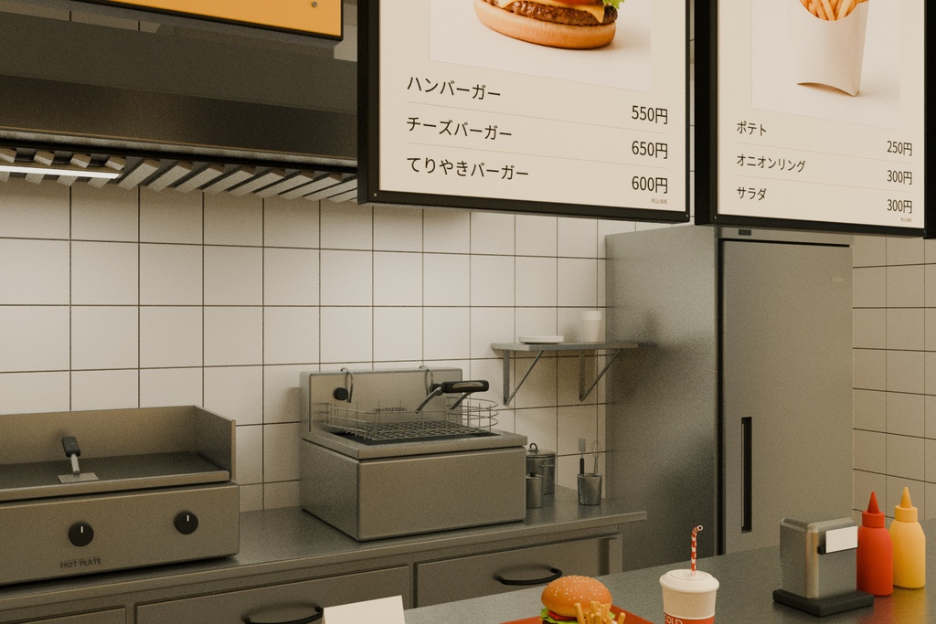 街角のハンバーガーショップ | Blender