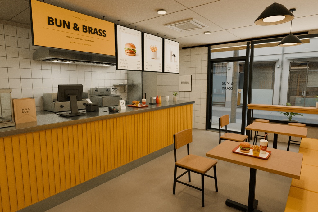 街角のハンバーガーショップ | Blender