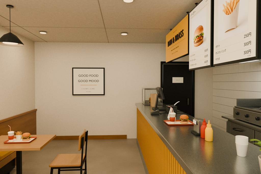 街角のハンバーガーショップ | Blender