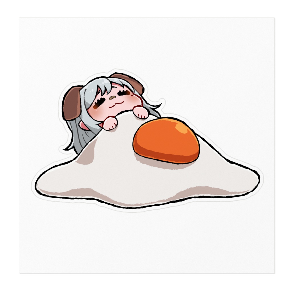 目玉焼き布団で寝る負け子ステッカー