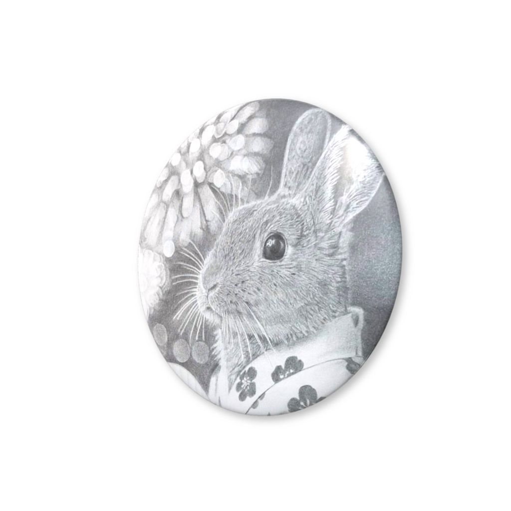 鉛筆画缶バッジ:花火ウサギ