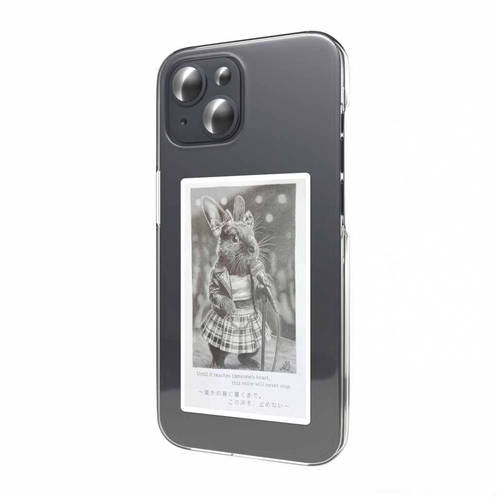 鉛筆画スマホステッカー:アイドルウサギ