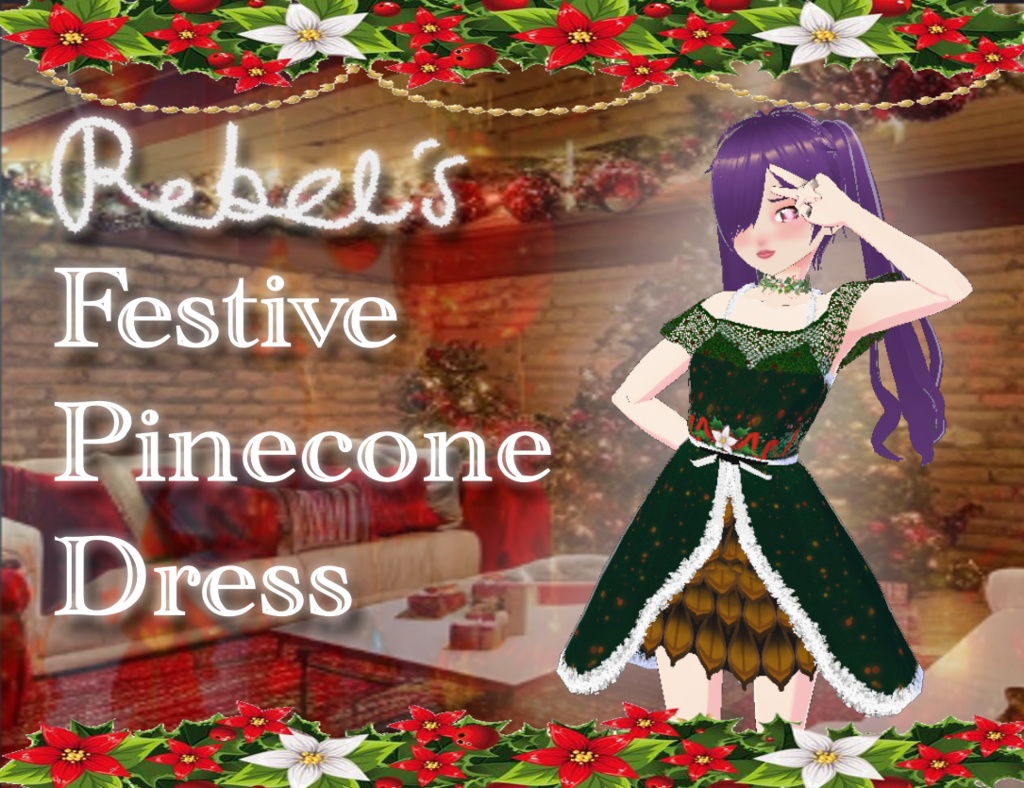 (Vroid) Festive Pine Tree / Pinecone Dress 