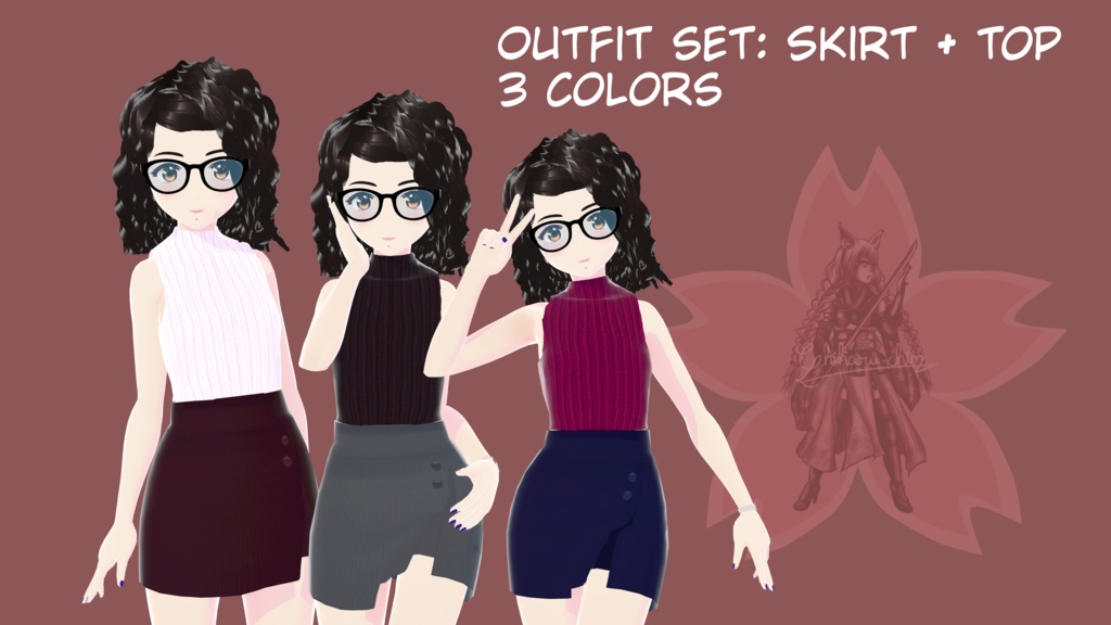 [Void] Outfit Set: Pencil Skirt + short + Top (3 colors)