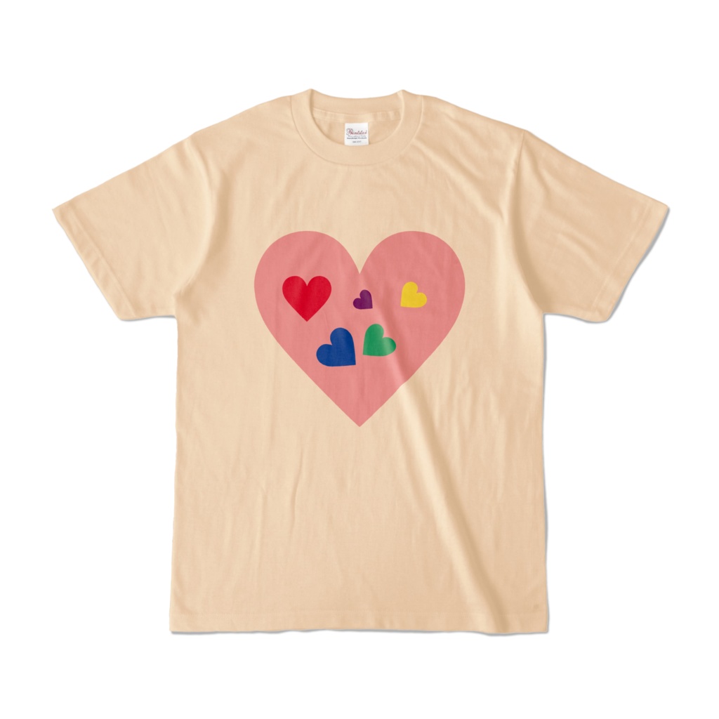 カラフルハートTシャツ ナチュラル (淡色)