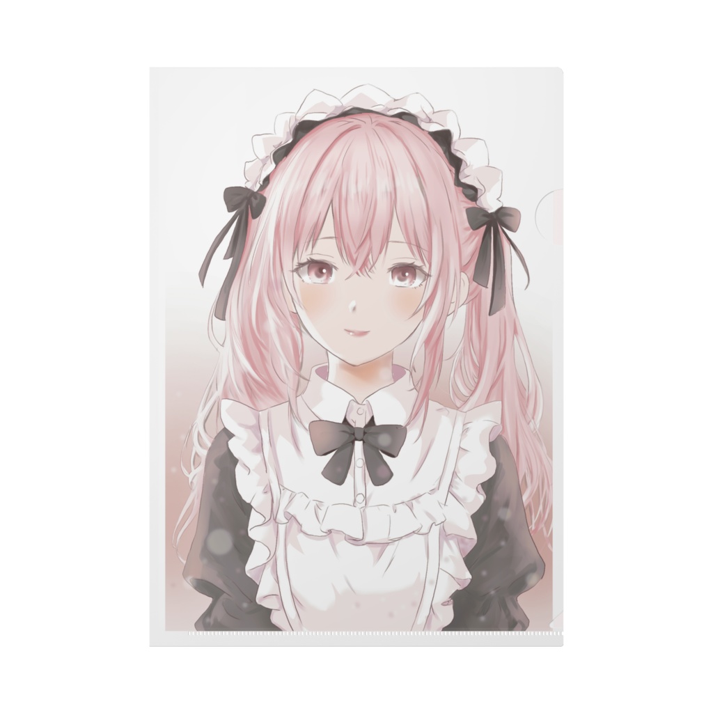 クリアファイル見つめる月白こはるちゃん