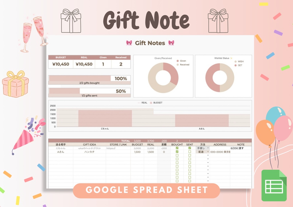 🎁Gift Note-ギフト管理のスプレッドシート