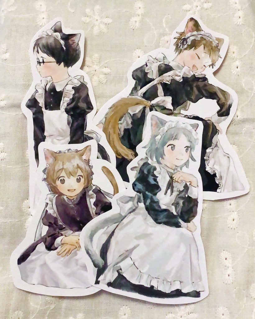 委託商品：猫メイドステッカー(4種)
