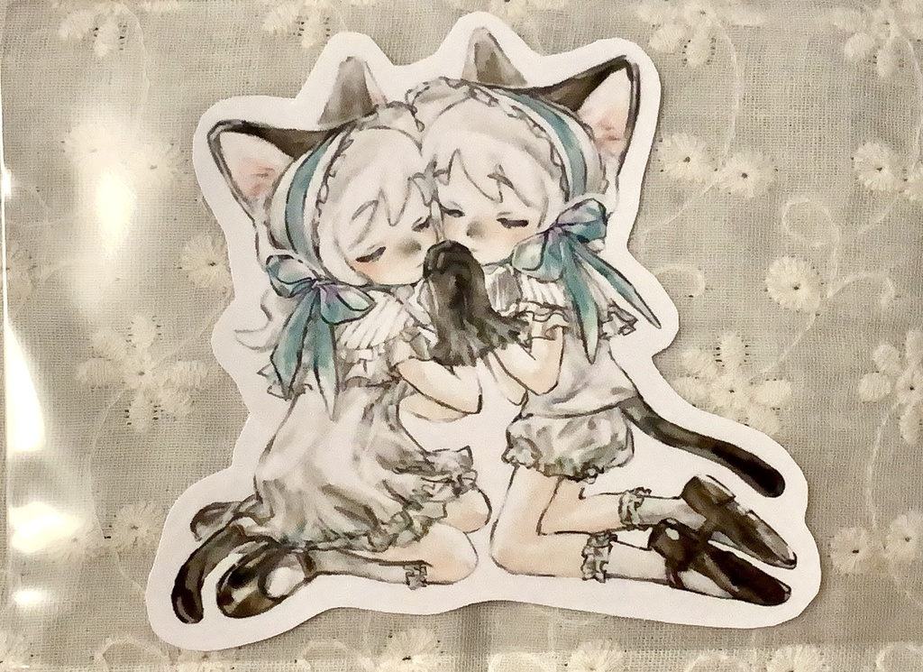 委託商品：双子猫ちゃんステッカー