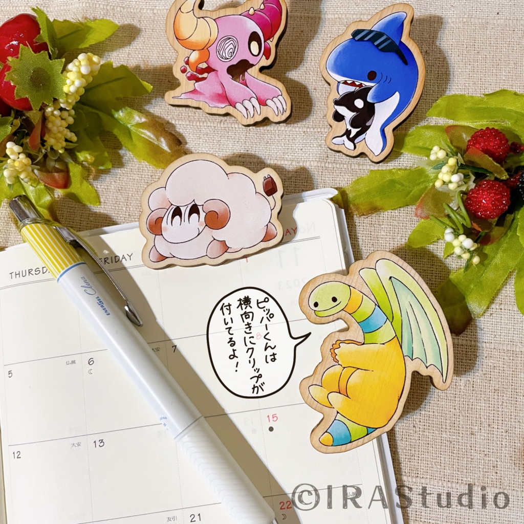 ウッドクリップバッジ(全4種)