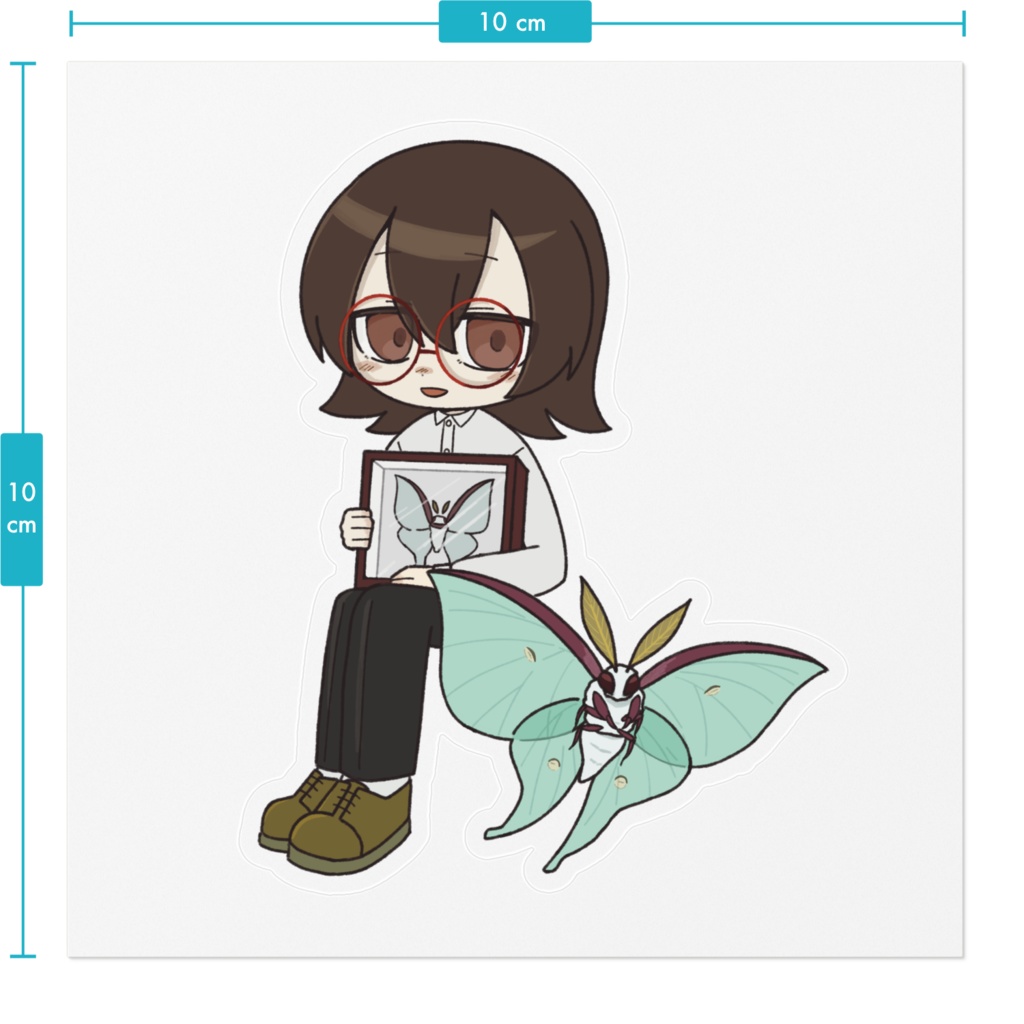 少年すずめとオオミズアオ クリアステッカー