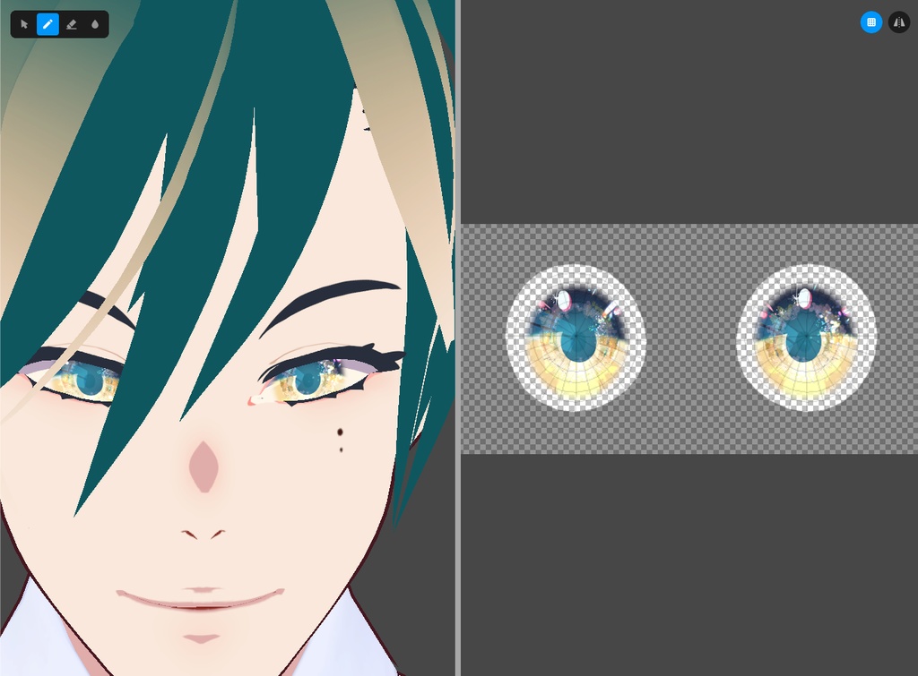 【無料/free】vroid用バイカラー瞳テクスチャ/Bicolor eye textures for vroid