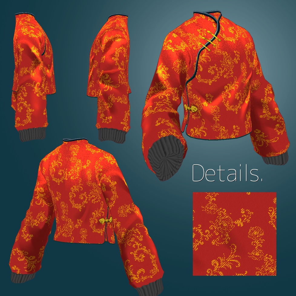 【無料版あり/VRoid正式版】チャイナ風メンズトップス/Chinese Men's Clothing