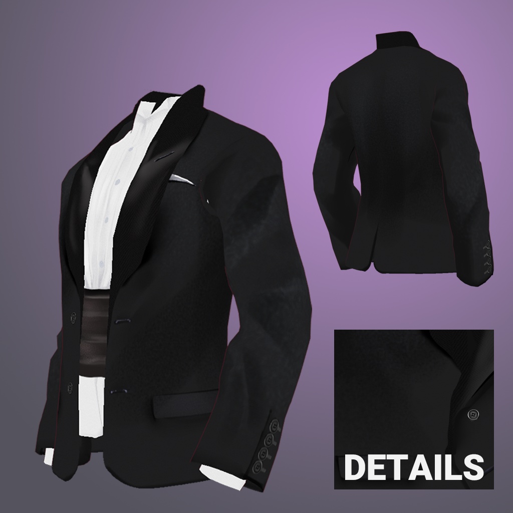 【無料版あり/VRoid正式版】タキシード風スーツ 3パターン+おまけネクタイ/ Dinner jacket 3 style + 2 tie.