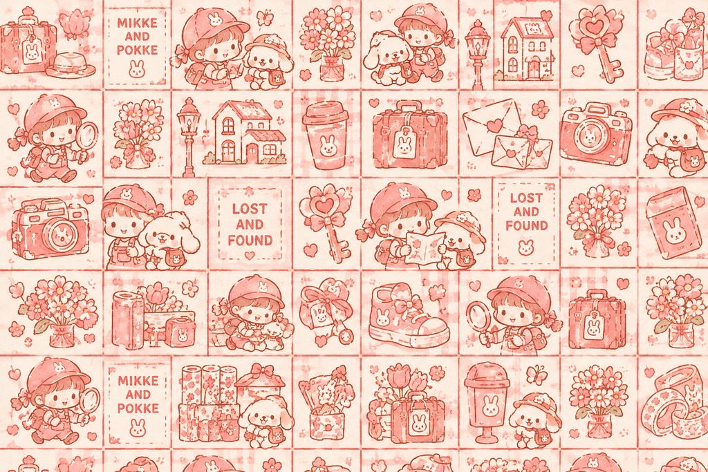忘れもの回収隊|レトロ絵本デジタルペーパー 6枚セット