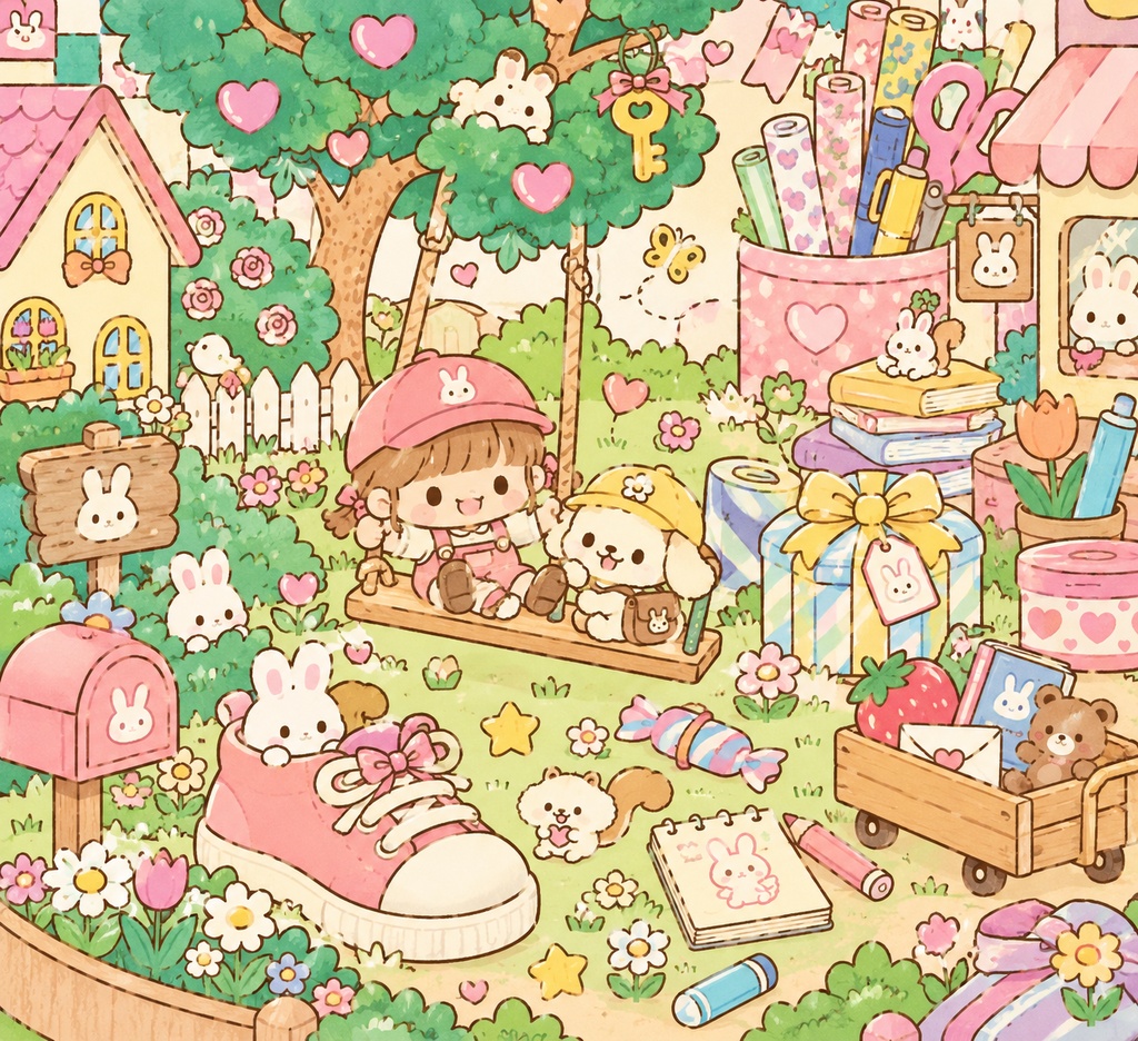忘れもの回収隊|レトロ絵本デジタルペーパー 6枚セット