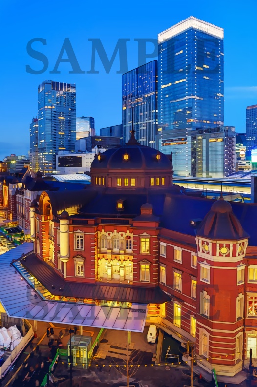 イラスト背景素材 東京駅 夜景 アニメイラスト背景素材 Booth